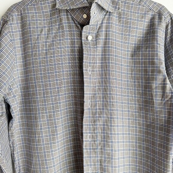 Emanuel Berg Paris Luxury Slim Fit Plaid Shirt 15 1/4 - Picture 3 of 7